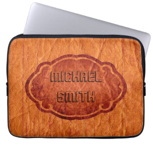 Orange Leather Laptopschutzhülle