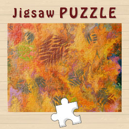 Orange Leaves Marbling Art Autumn Vibes - Puzzle