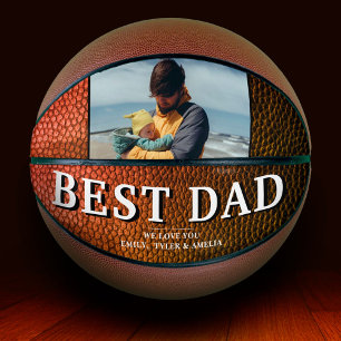 Orange Lederdruck Best Dad Vater-Tag-Foto Basketball