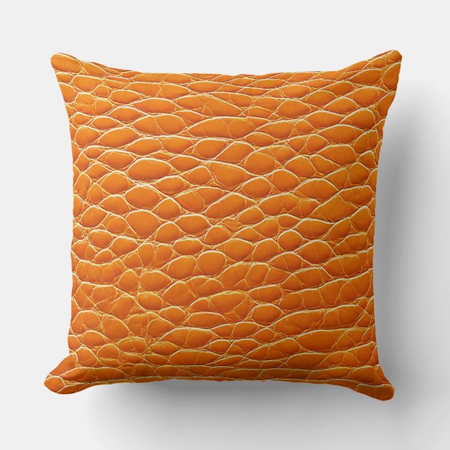 Orange Ledereffektmuster Kissen (Vorderseite)
