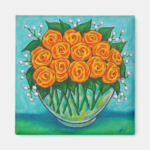 Orange Leidenschafts-Rosen-Magnet Magnet