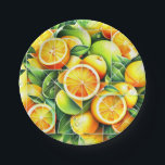 Orange Lemon Botanical Citrus Geometric Pappteller<br><div class="desc">Geometric fresh oranges and lemons surrounded by lush green leaves.</div>