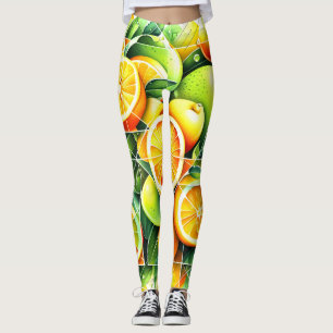 Orange Lemon Botanische Zitrone Geometrisch Leggings