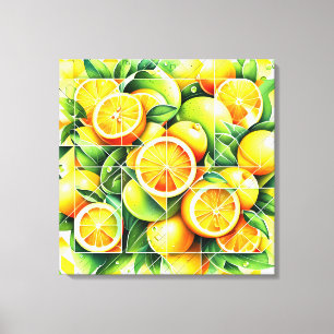 Orange Lemon Botanische Zitrone Geometrisch Leinwanddruck