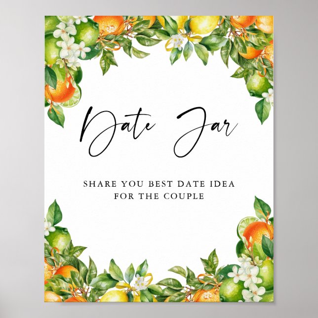 Orange Lemon Citrus Brautdusche Datum Jar Spiel Poster (Vorne)