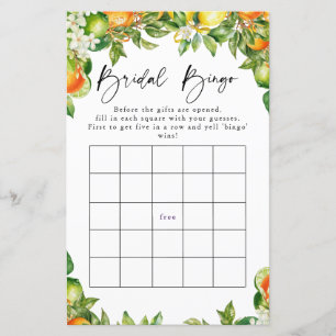 Orange Lemon Citrus Bridal Bingo Game