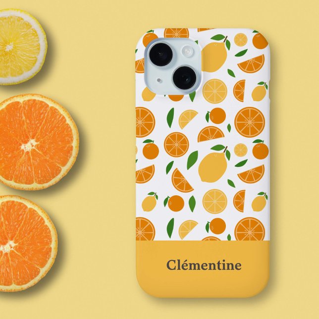 Orange & Lemon Muster Weiß Case-Mate iPhone Hülle (Orange & Lemon Pattern White Phone Case)