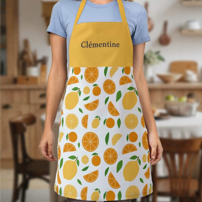Orange & Lemon Muster Weiß Schürze (Orange & Lemon Pattern White Apron)