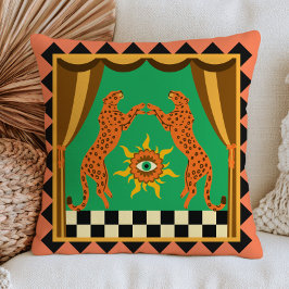 Orange Leoparden Kariert Dopamin Ästhetik Retro Kissen