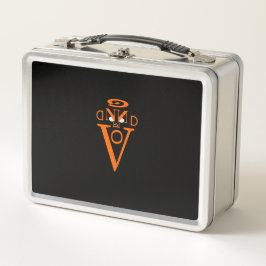 Orange Letter Face Metal Lunch Box