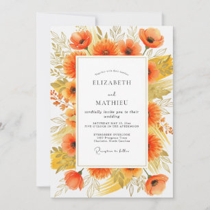 Orange leuchtende herbstliche Hochzeit Einladung