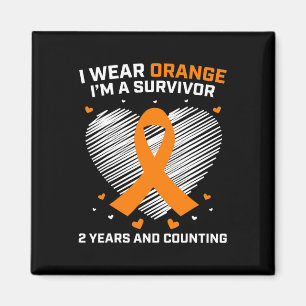 Orange Leukämie Survivor Geschenke 2 Jahre Krebs f Magnet