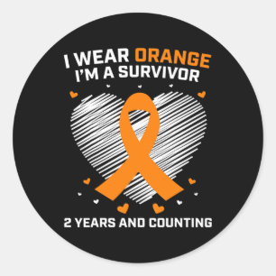Orange Leukämie Survivor Geschenke 2 Jahre Krebs f Runder Aufkleber