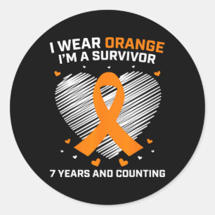 Orange Leukämie Survivor Geschenke 7 Jahre Krebs f Runder Aufkleber
