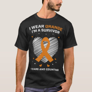 Orange Leukämie Survivor Geschenke 7 Jahre Krebs f T-Shirt