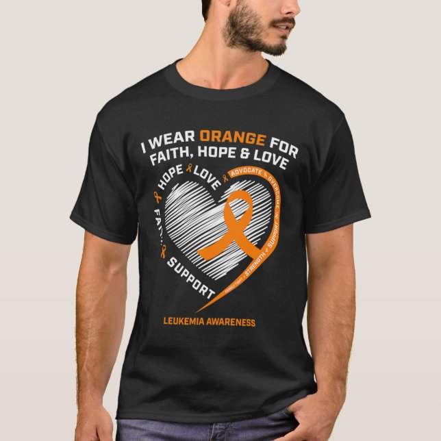 Orange Leukemia Awareness Faith Hope Liebe Christi T-Shirt (Vorderseite)