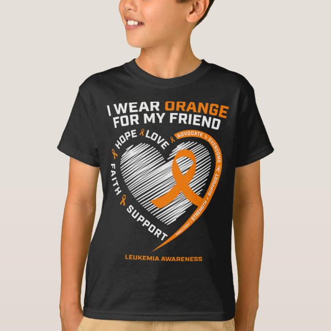 Orange Leukemia Awareness Friend gibt Männer Fraue T-Shirt (Vorderseite)