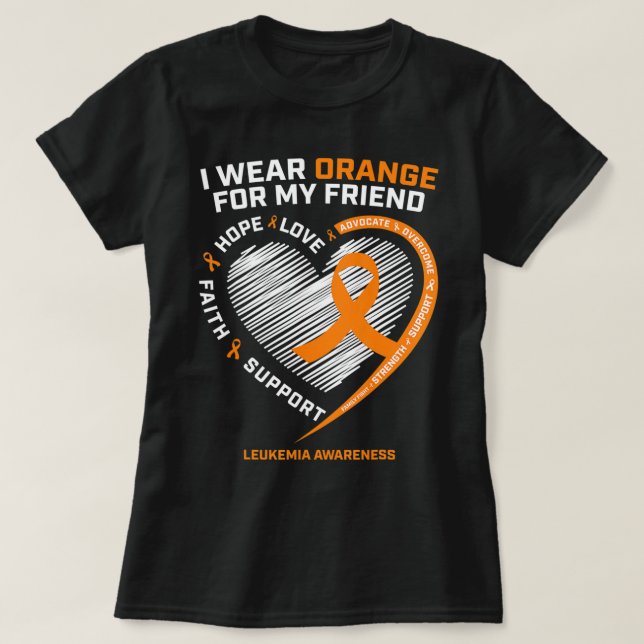 Orange Leukemia Awareness Friend gibt Männer Fraue T-Shirt (Design vorne)