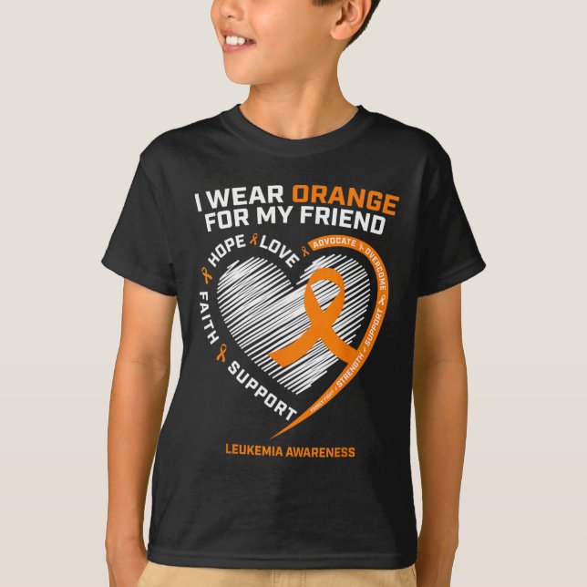 Orange Leukemia Awareness Friend gibt Männer Fraue T-Shirt (Vorderseite)