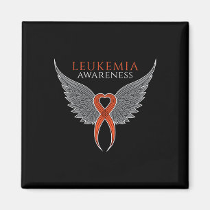 Orange Leukemia Awareness Ribbon mit Angel Wings Magnet