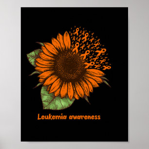 Orange Leukemia Awareness Sunflower Gift Warrior S Poster