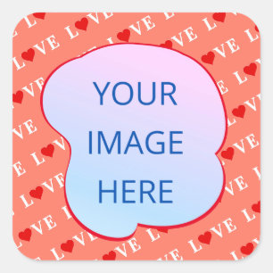 Orange LIEBE Heart Quadratischer Aufkleber