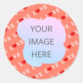 Orange LIEBE Heart Runder Aufkleber