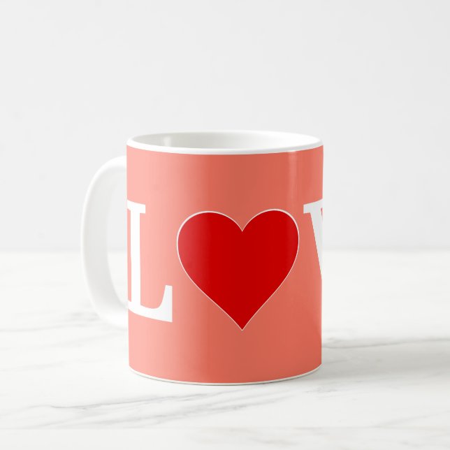 Orange LIEBE und Herz Elegante Romantik Kaffeetasse (Vorderseite Links)