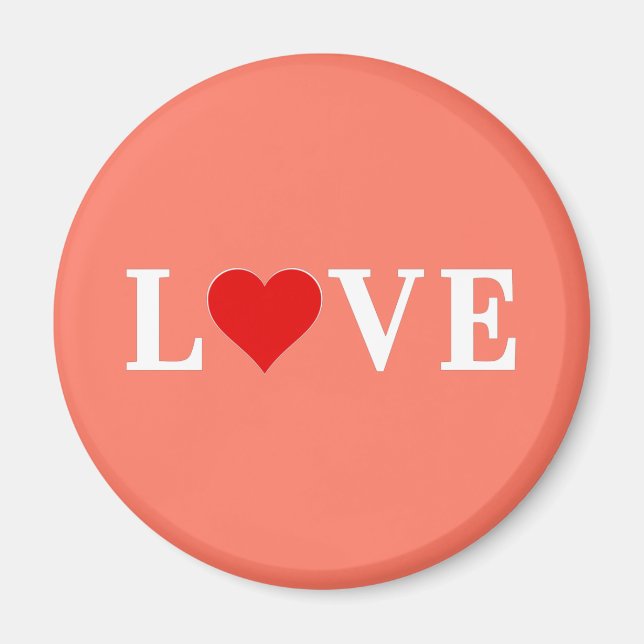 Orange LIEBE und Herz Moderne Moderne Moderne Magnet (Vorne)
