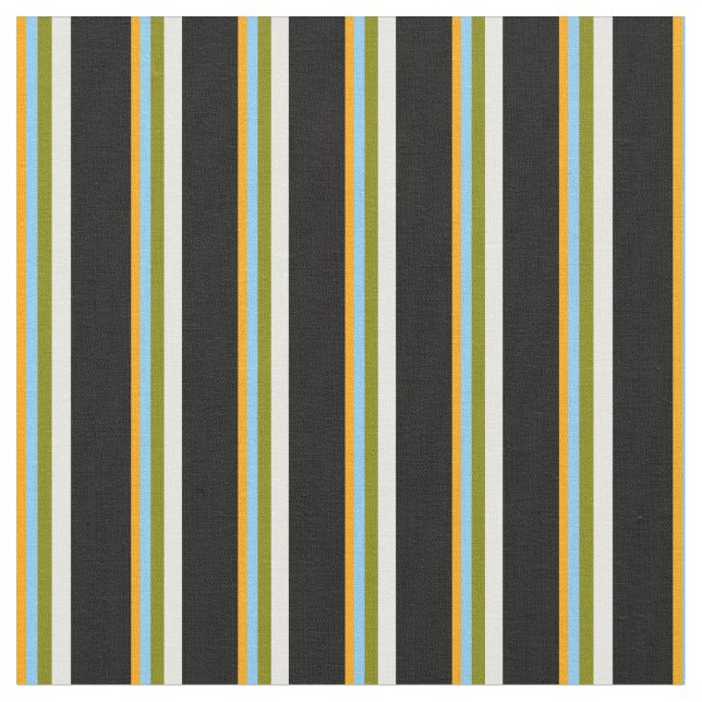 Orange, Light Sky Blue, Green, Minze Cream & Black Stoff (Nahaufnahme)
