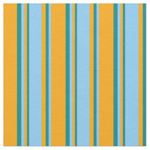 Orange, Light Sky Blue und Aquamarine Streifen Stoff
