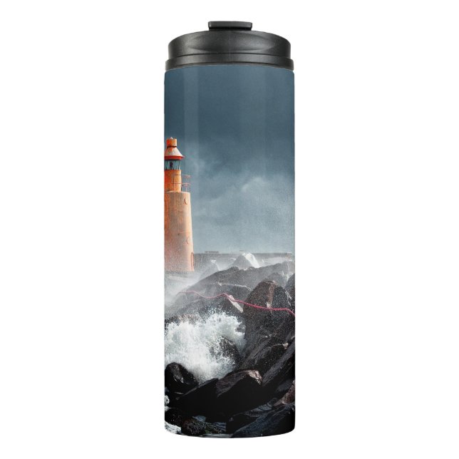 ORANGE LIGHTHOS AUF ROCK THERMOSBECHER (Vorderseite)
