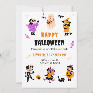 Orange Lila Black Costume Halloween-Party Einladung