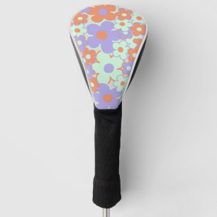Orange Lila Blau Retro Y2K 70er Blumenmuster Golf Headcover