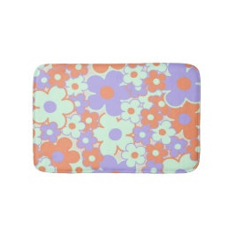 Orange Lila Blue Retro Y2K 70er Blume Muster Badematte