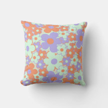 Orange Lila Blue Retro Y2K 70er Blume Muster