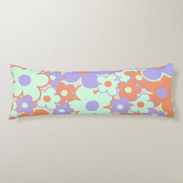 Orange Lila Blue Retro Y2K 70er Blume Muster Seitenschläferkissen