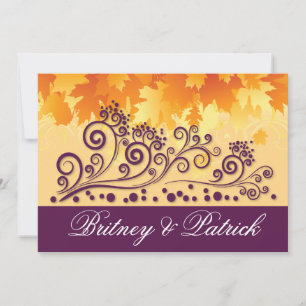 Orange Lila Herbstlaub Hochzeitseinladungen Einladung