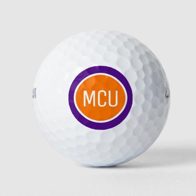 Orange Lila Monogram Initials Personalisiert Golfball (Vorderseite)