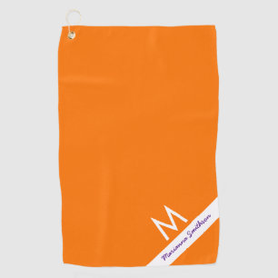 Orange Lila Monogramm Name Modern Custom Golfhandtuch