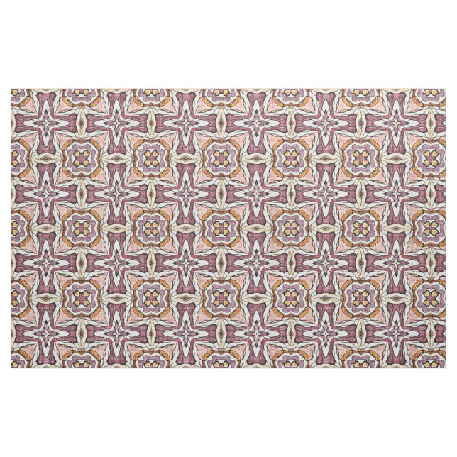 Orange Lila Retro Chic Nouveau Deko Muster Stoff (Fat Quarter (45,7 x 55,9 cm))