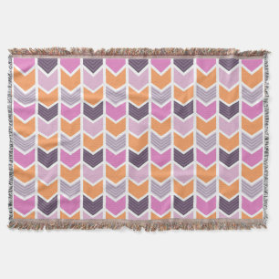 Orange lila rosa geometrisches Zickzack Muster Decke