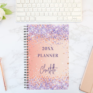 Orange lila Rose Gold Violett Glitzer Drehbuch 202 Planer