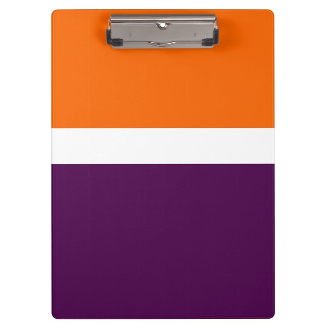 Orange, Lila Schlichte Farbblockgestaltung Klemmbrett (Vorderseite)