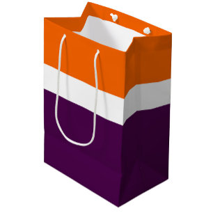 Orange, Lila Schlichte Farbblockgestaltung Mittlere Geschenktüte