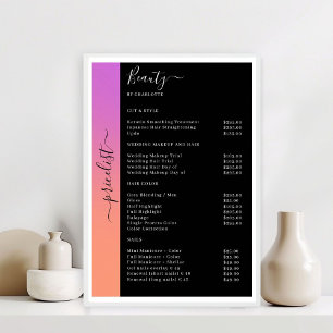 Orange, Lila & Schwarzes Preisschild Salon Poster