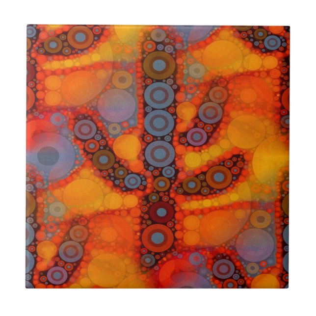 Orange Lila Südwest Saguaro Cactus Mosaic Fliese (Vorderseite)