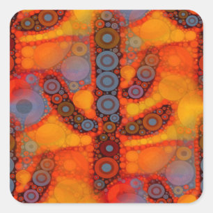 Orange Lila Südwest Saguaro Cactus Mosaic Quadratischer Aufkleber