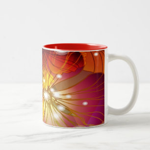 Orange, lila und gelbe Blumen Zweifarbige Tasse