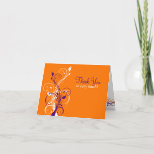 Orange Lila Weiße Blumen Dankeskarten 3 Dankeskarte